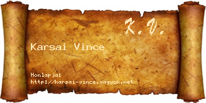 Karsai Vince névjegykártya